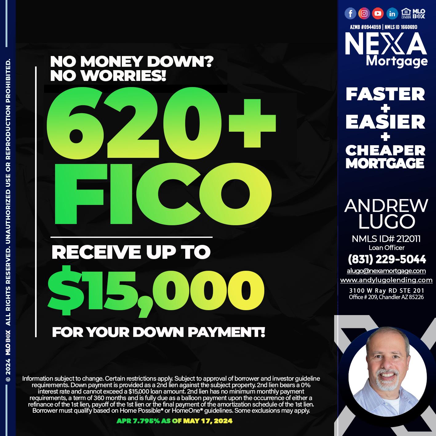 620 FICO - Andrew Lugo -Loan Officer